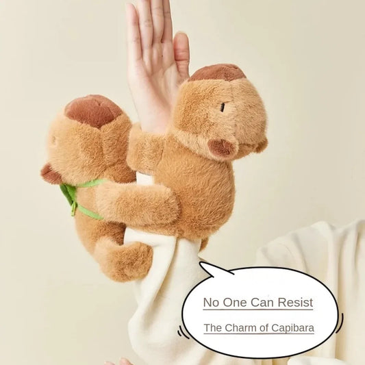 1-10 pçs kapibara boneca de pelúcia deitado nas mãos de kapi bara água golfinho boneca boneca pulso snap anel brinquedos de pelúcia CaruStore