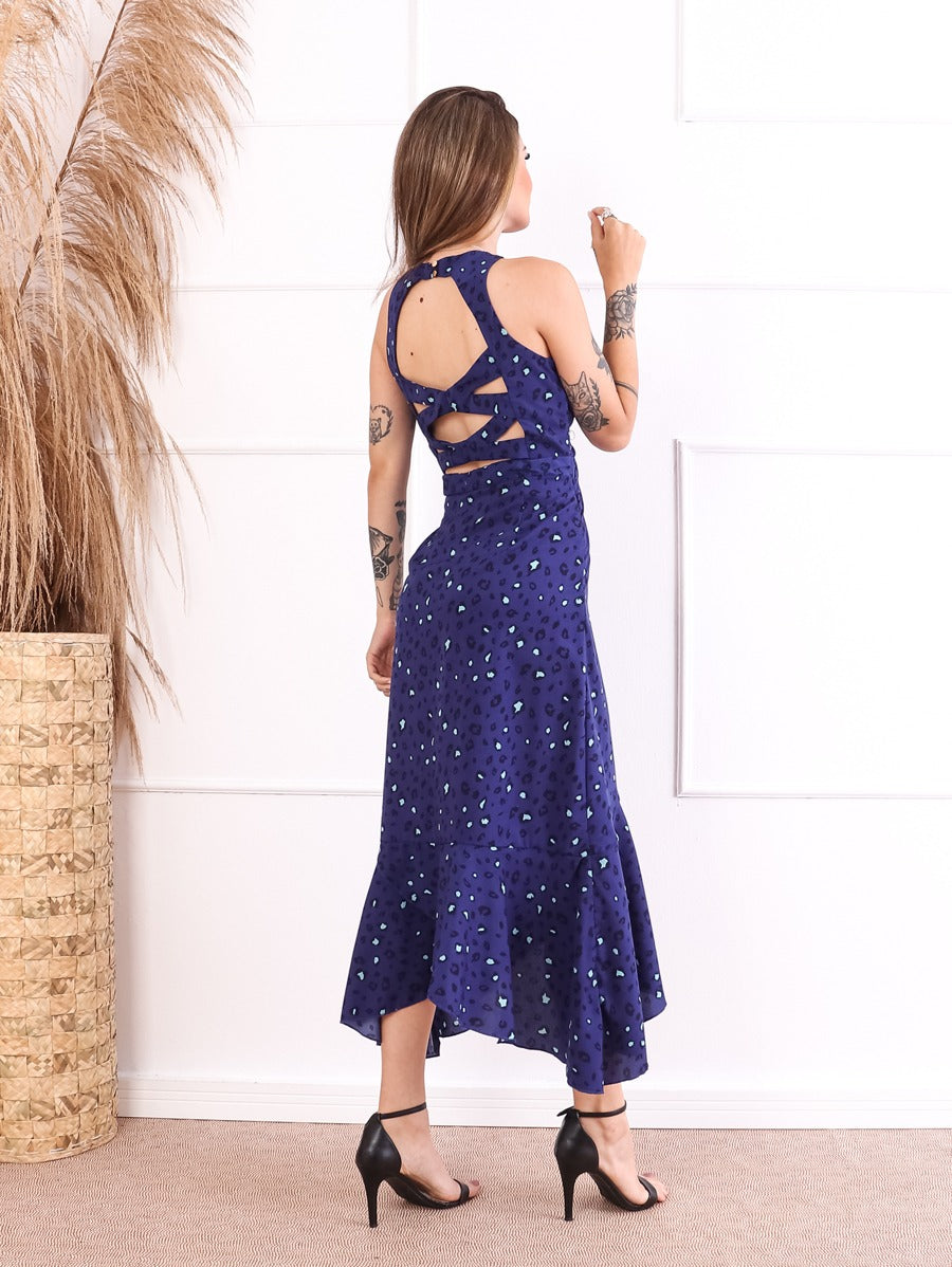 Vestido feminino longo estampada de Onça - G Caru Store