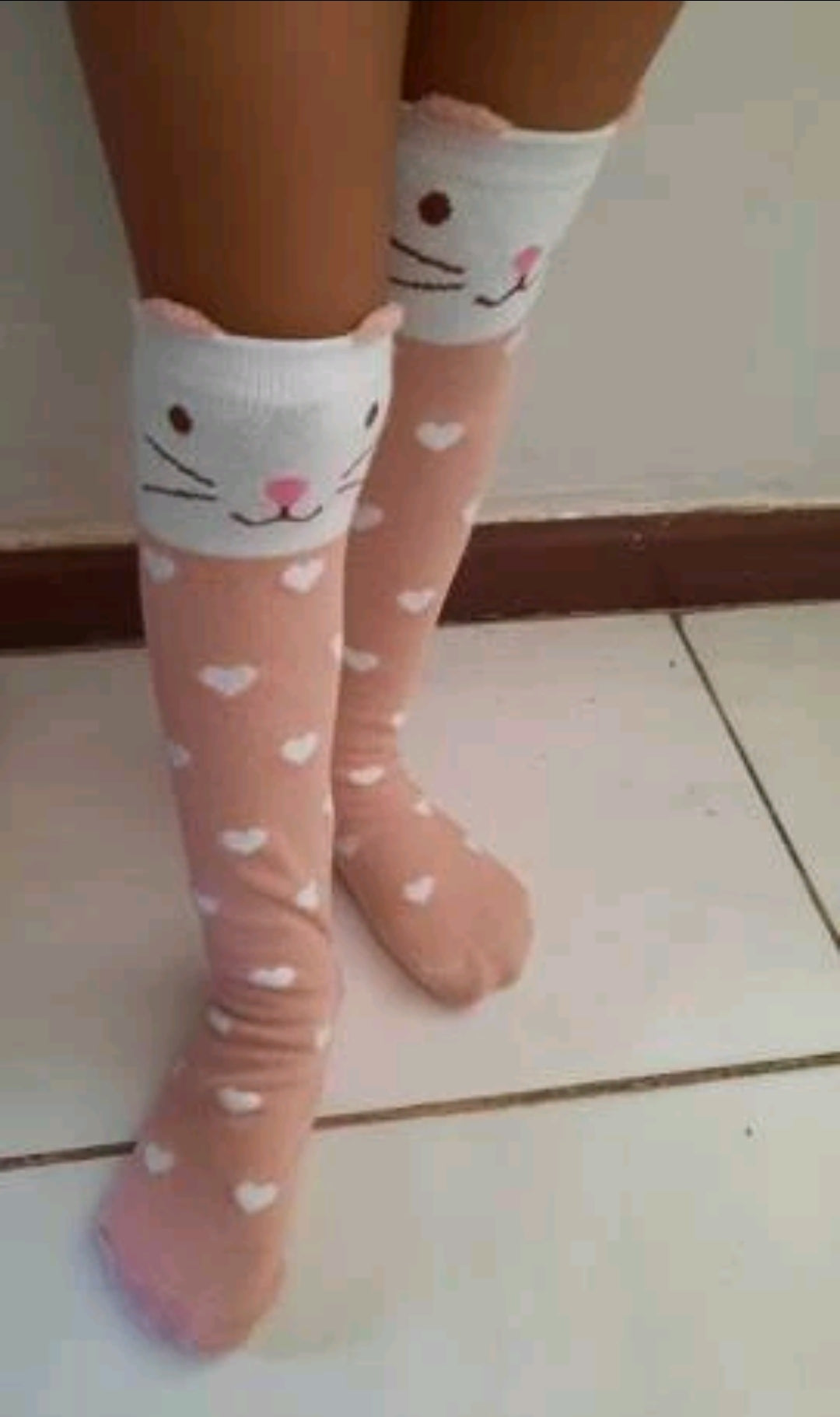 Meia meninas coração & gato *** pronta entrega *** Caru Store