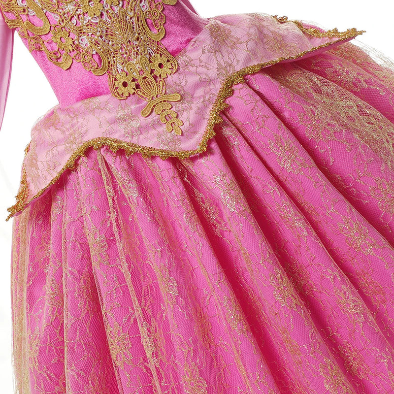 Girls Sleeping Beauty Auroro Princess Halloween Cosplay Dress Off Shoulder Kids Gift Fancy Party Princess Clothing CaruStore