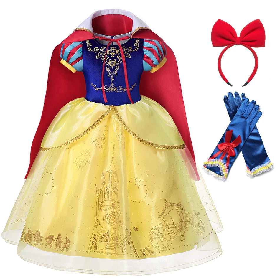Snow White Princess Dress Girls Party Dresses Kids Dress up Children Girls Birthday Cosplay Costume Kids Prom Party Gown CaruStore
