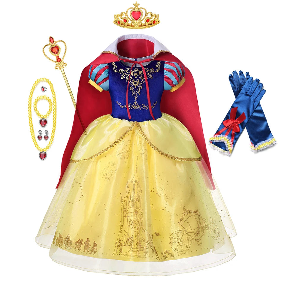 Snow White Princess Dress Girls Party Dresses Kids Dress up Children Girls Birthday Cosplay Costume Kids Prom Party Gown CaruStore