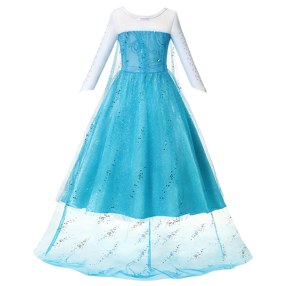 Fancy Queen Elsa Anna Costume Girls Princess Dress Toddler Halloween Cosplay Party Vesidos For 2-10 Years CaruStore