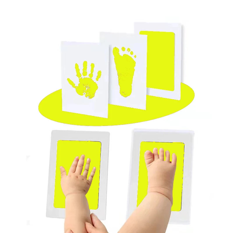 Bebê recém-nascido diy mão e pegada kit almofadas de tinta moldura da foto handprint crianças lembrança acessórios seguro limpo presente do chuveiro do bebê CaruStore