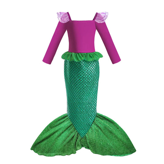 Disney Fancy Princess Dress Ariel Little Mermaid Clothing Girls Party Vestidos Carnival Children Cosplay Costume CaruStore