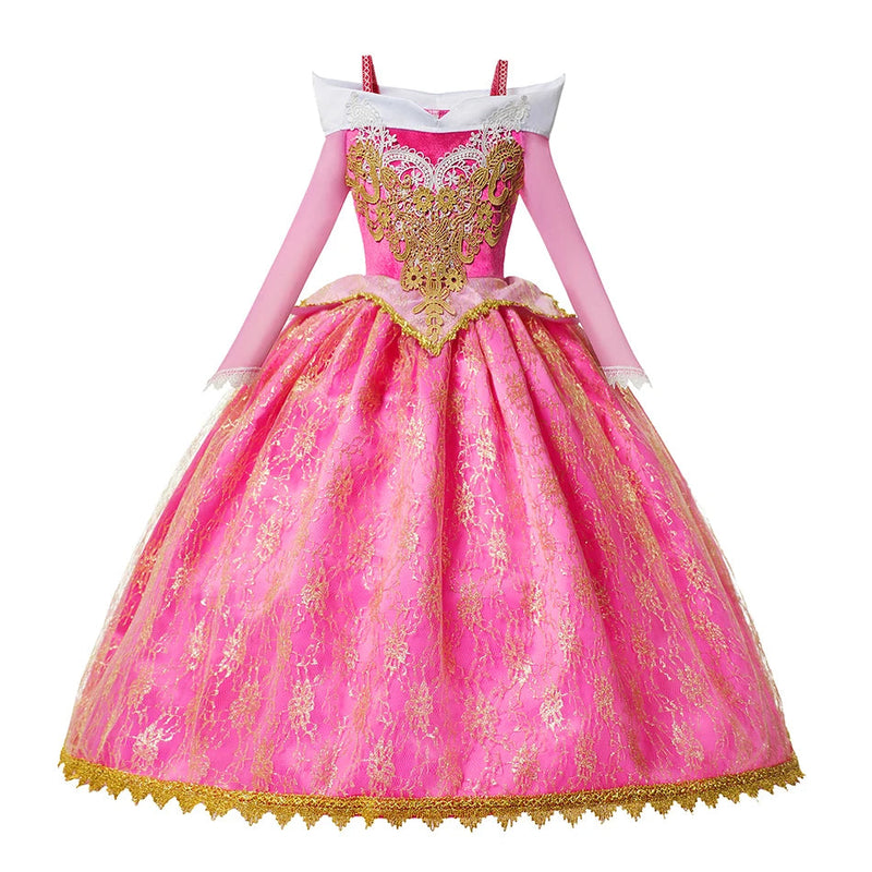 Girls Sleeping Beauty Auroro Princess Halloween Cosplay Dress Off Shoulder Kids Gift Fancy Party Princess Clothing CaruStore