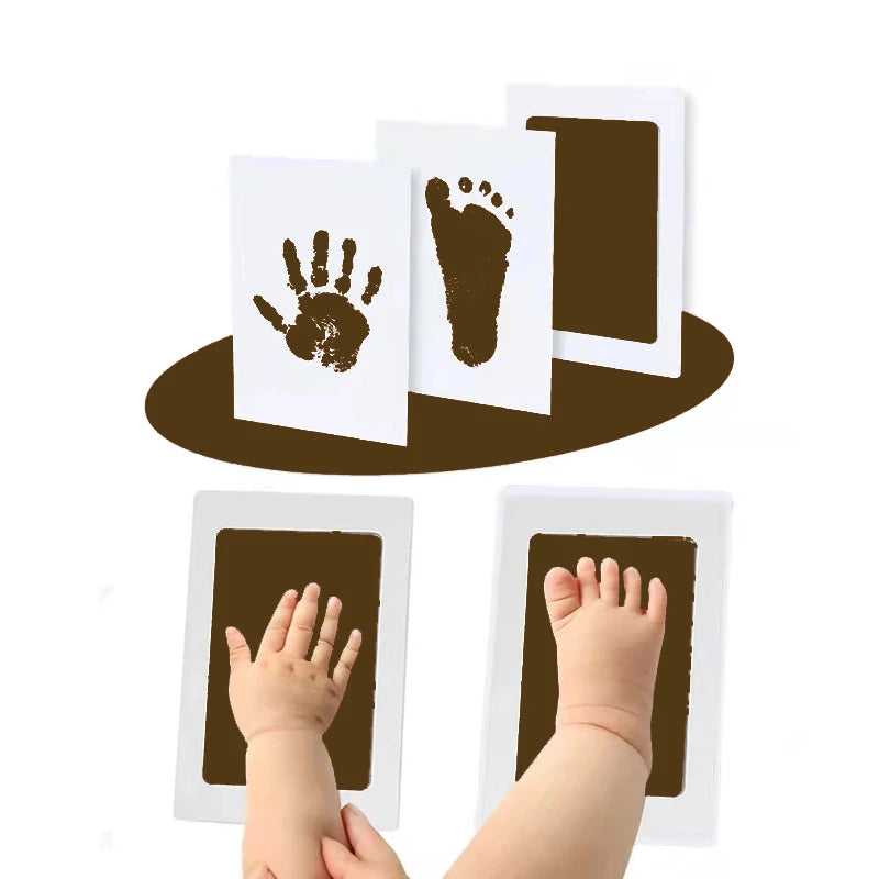 Bebê recém-nascido diy mão e pegada kit almofadas de tinta moldura da foto handprint crianças lembrança acessórios seguro limpo presente do chuveiro do bebê CaruStore