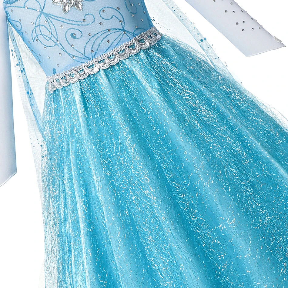 Fancy Queen Elsa Anna Costume Girls Princess Dress Toddler Halloween Cosplay Party Vesidos For 2-10 Years CaruStore