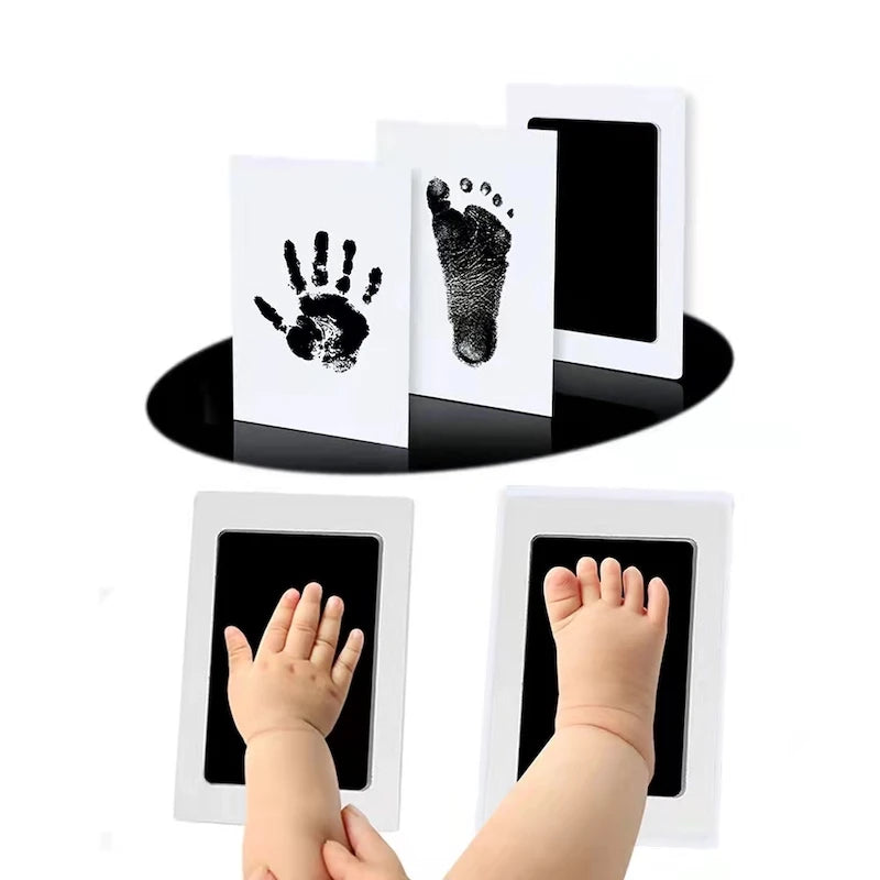Bebê recém-nascido diy mão e pegada kit almofadas de tinta moldura da foto handprint crianças lembrança acessórios seguro limpo presente do chuveiro do bebê CaruStore