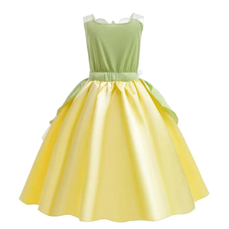Fantasia Princesa Tiana Infantil – Vestido de Festa Cosplay com Acessórios | Carnaval, Halloween, Aniversário CaruStore