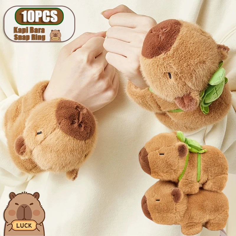 1-10 pçs kapibara boneca de pelúcia deitado nas mãos de kapi bara água golfinho boneca boneca pulso snap anel brinquedos de pelúcia CaruStore