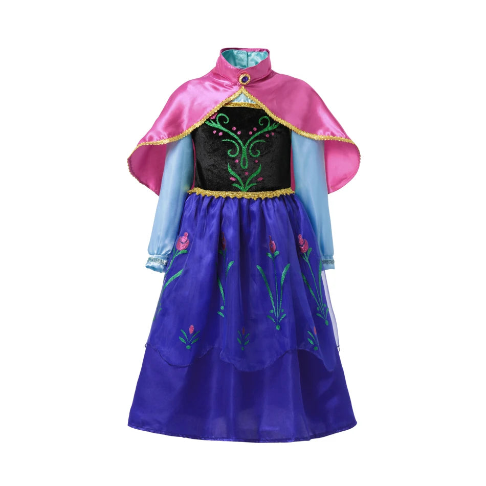 Fancy Queen Elsa Anna Costume Girls Princess Dress Toddler Halloween Cosplay Party Vesidos For 2-10 Years CaruStore