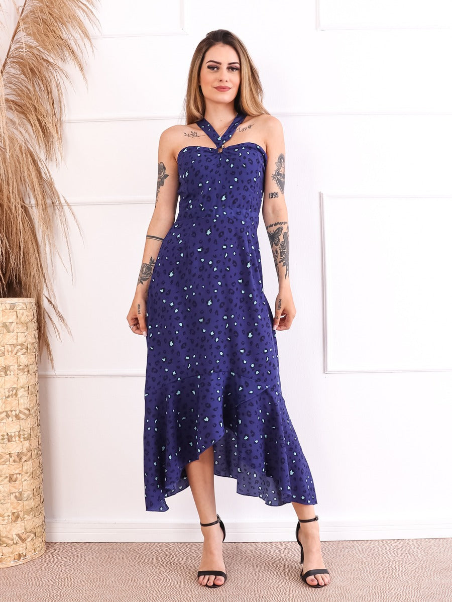 Vestido feminino longo estampada de Onça - G Caru Store