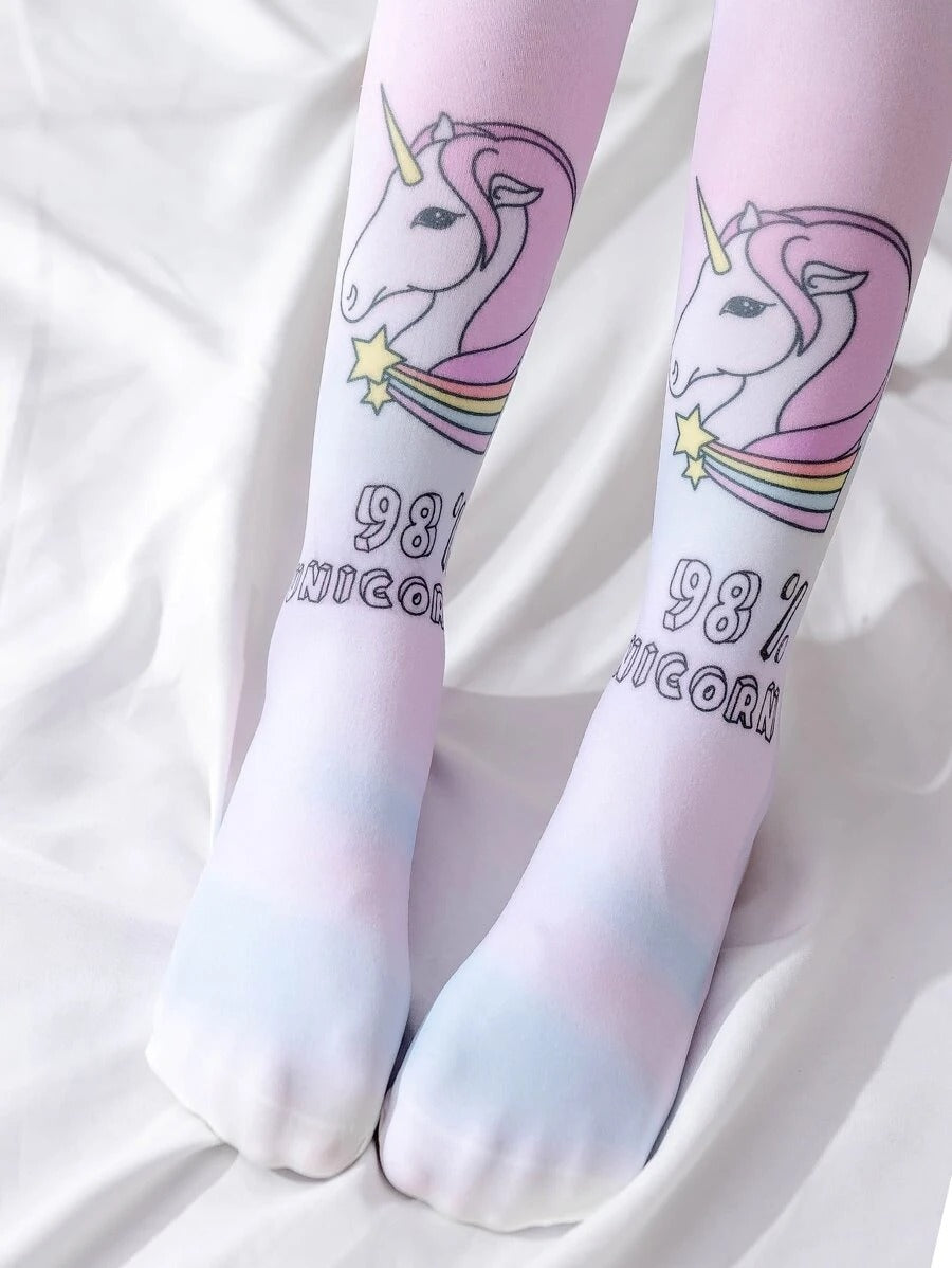 Meia fina infantil Unicórnio - 7/8 (joelho) *** pronta entrega *** Caru Store