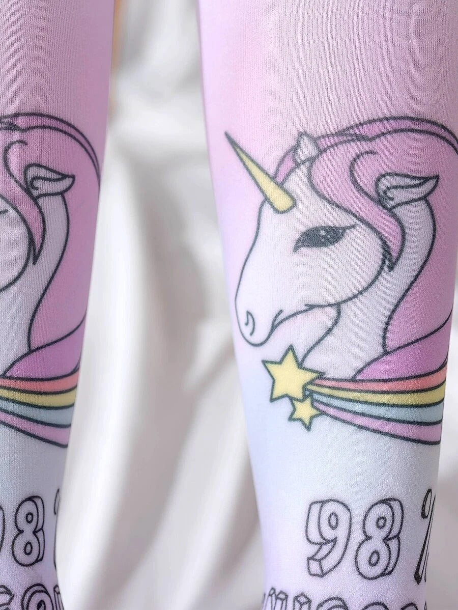 Meia fina infantil Unicórnio - 7/8 (joelho) *** pronta entrega *** Caru Store