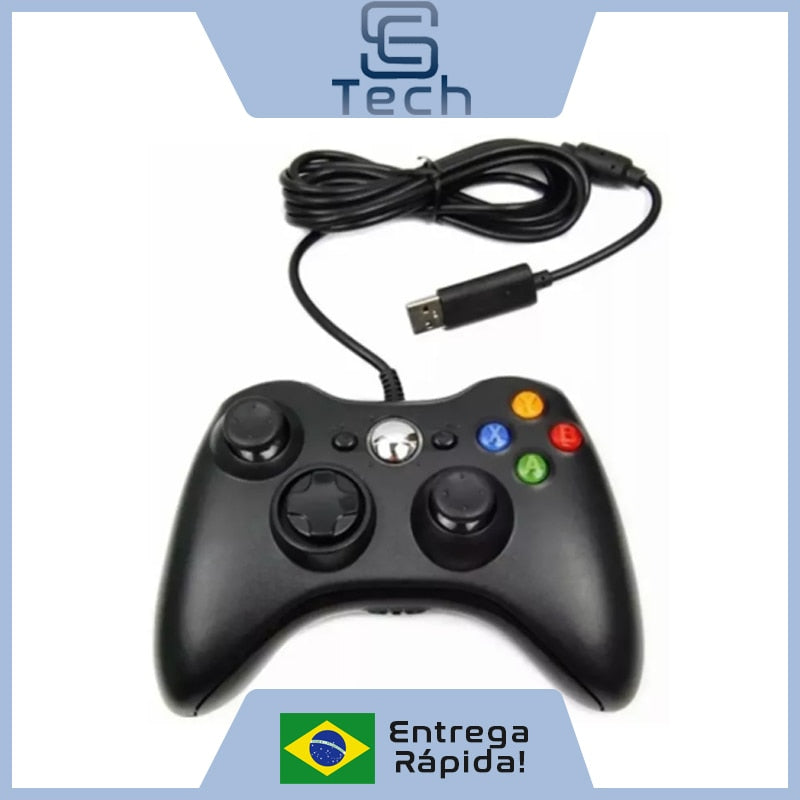 Controle Com Fio Para Xbox 360 Slim / Fat E Pc Joystick Top Caru Store