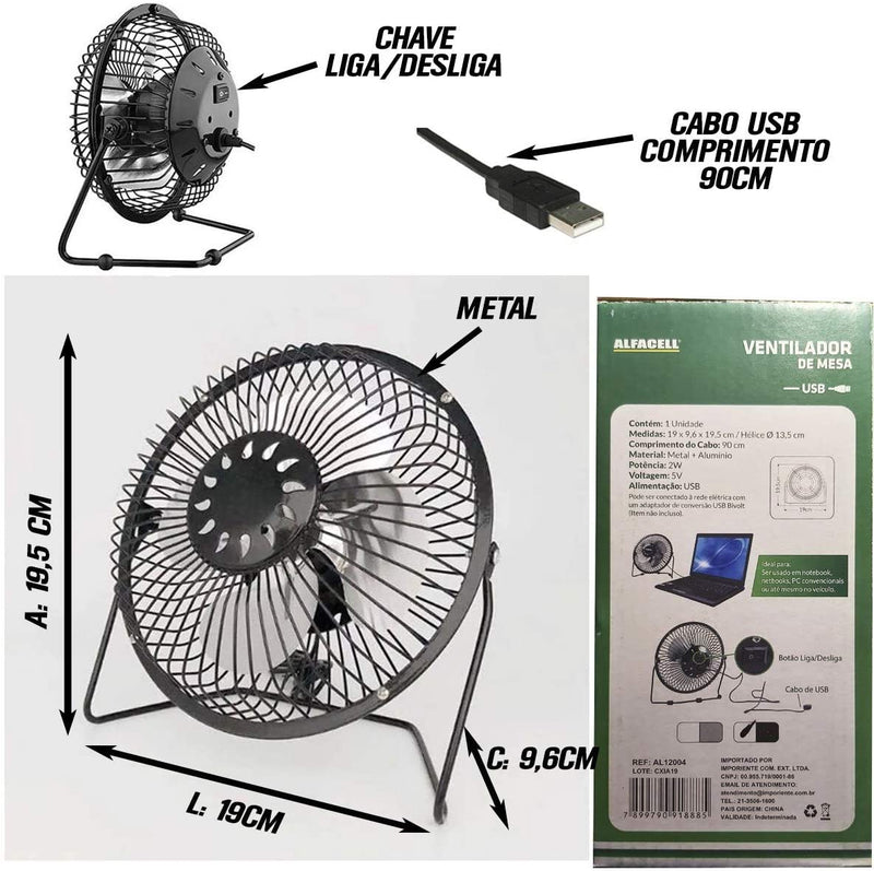 Mini Ventilador De Mesa Usb Portátil Silencioso Caru Store