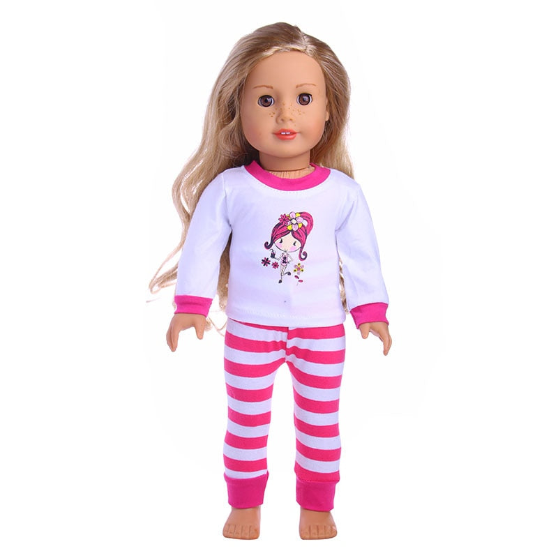 Pijama de boneca com estampa fofa - para bonecas tipo American Girl Caru Store
