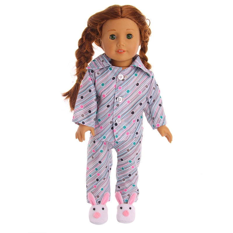 Pijama de boneca com estampa fofa - para bonecas tipo American Girl Caru Store