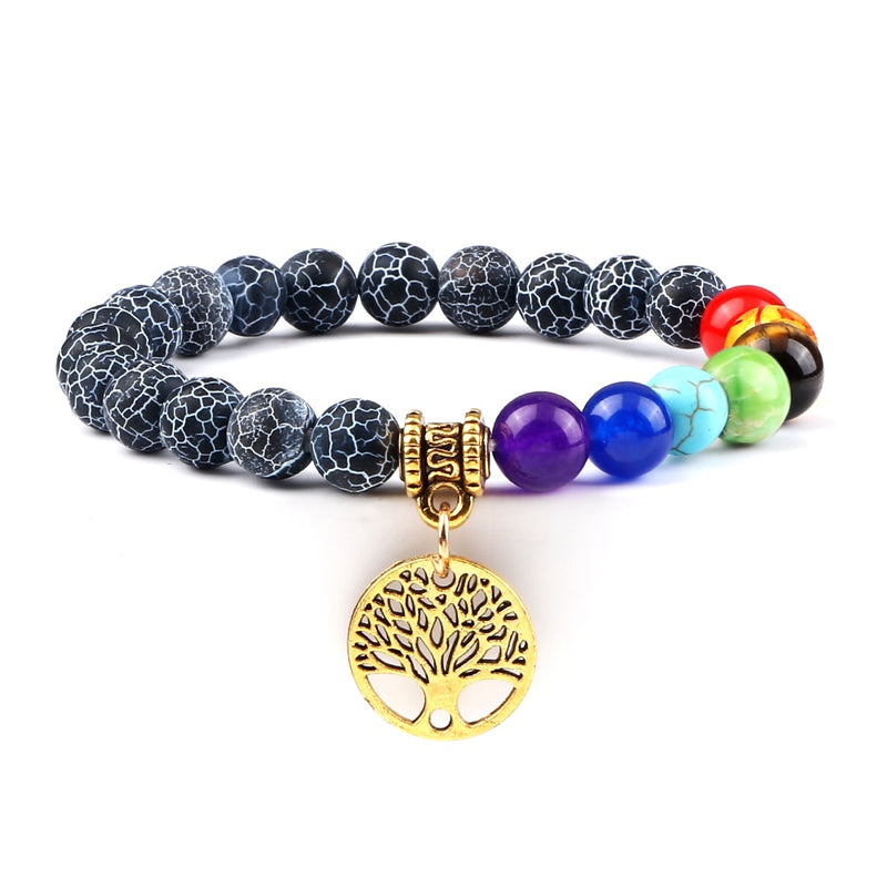 Pulseiras de pedra natural - 7 chakras - árvore da vida Caru Store