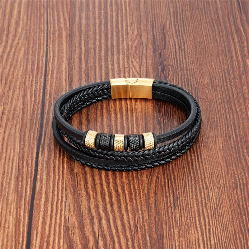 Pulseira Masculina de couro trançado Caru Store