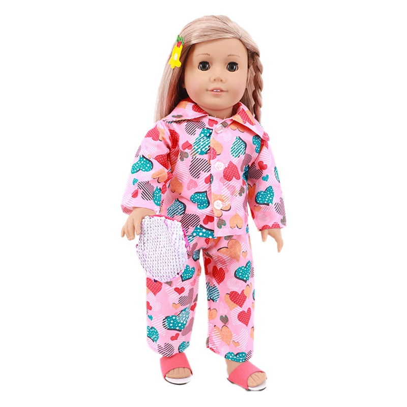 Pijama de boneca com estampa fofa - para bonecas tipo American Girl Caru Store