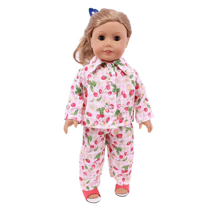 Pijama de boneca com estampa fofa - para bonecas tipo American Girl Caru Store