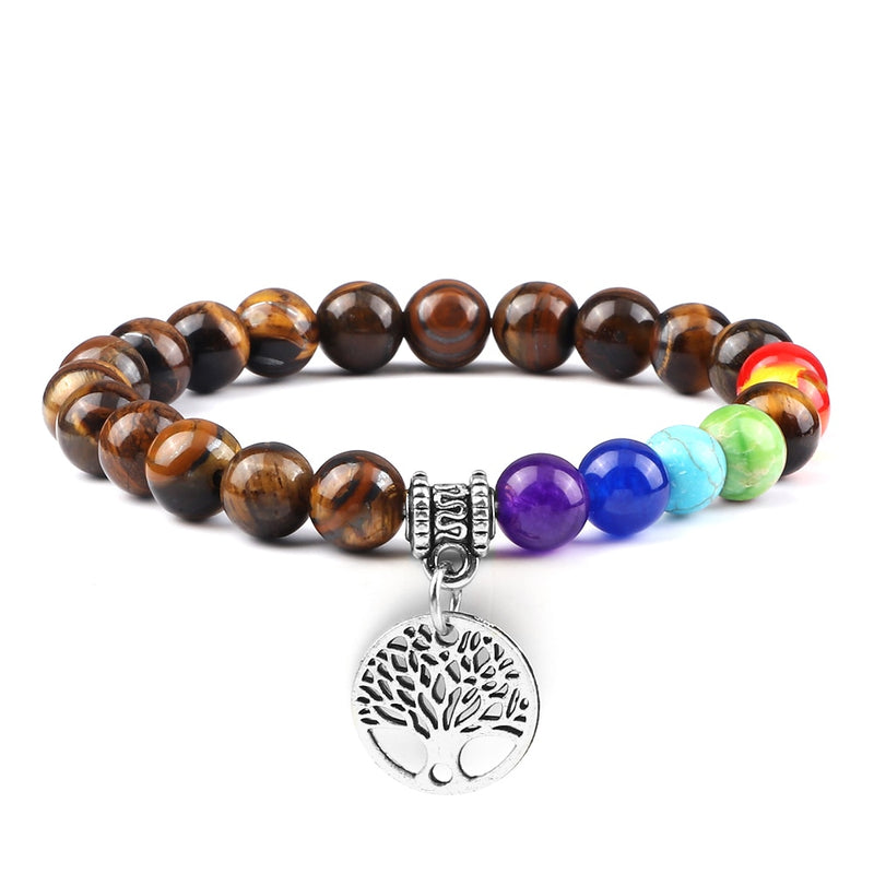 Pulseiras de pedra natural - 7 chakras - árvore da vida Caru Store