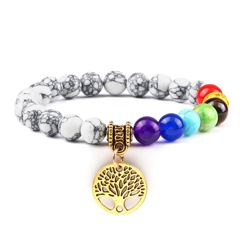 Pulseiras de pedra natural - 7 chakras - árvore da vida Caru Store