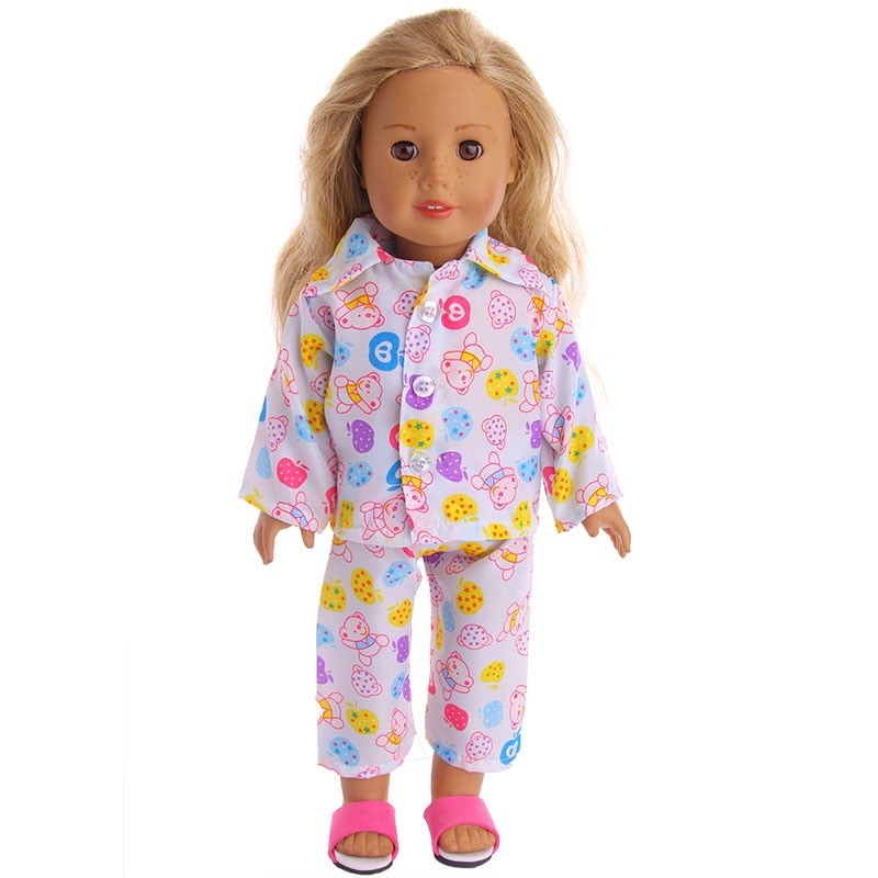Pijama de boneca com estampa fofa - para bonecas tipo American Girl Caru Store