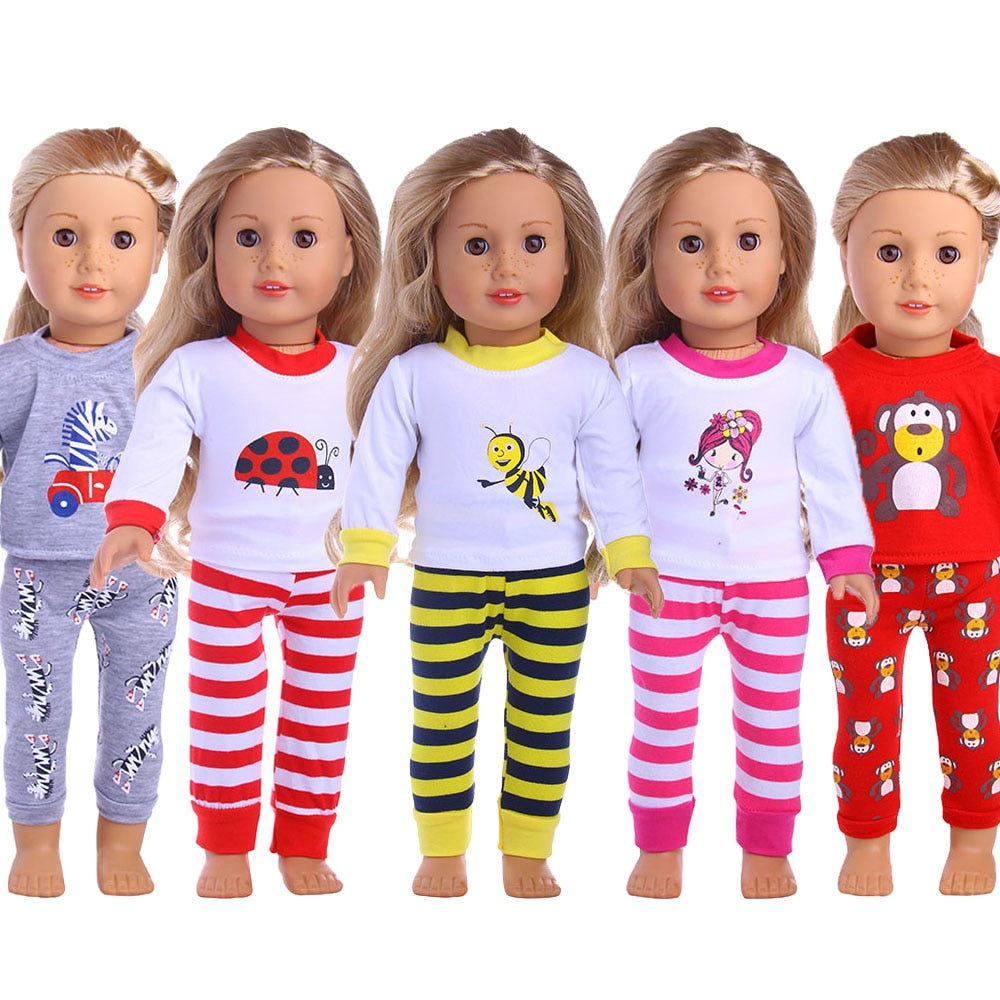 Pijama de boneca com estampa fofa - para bonecas tipo American Girl Caru Store