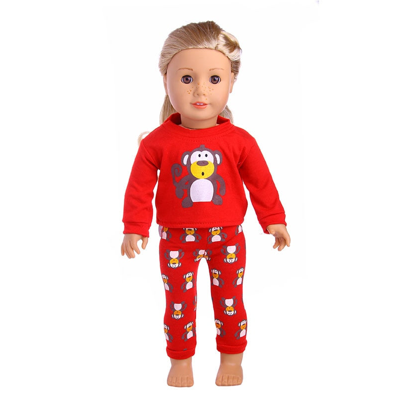 Pijama de boneca com estampa fofa - para bonecas tipo American Girl Caru Store