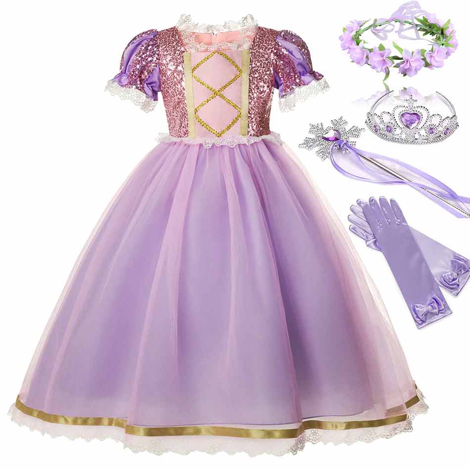 Fantasia Vestido da Rapunzel - 2 a 10 anos Caru Store