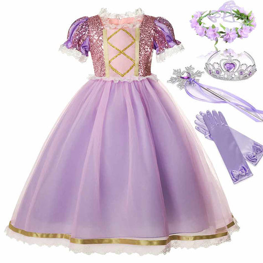 Fantasia Vestido da Rapunzel - 2 a 10 anos Caru Store