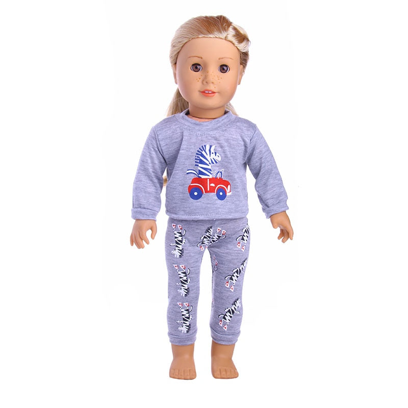 Pijama de boneca com estampa fofa - para bonecas tipo American Girl Caru Store