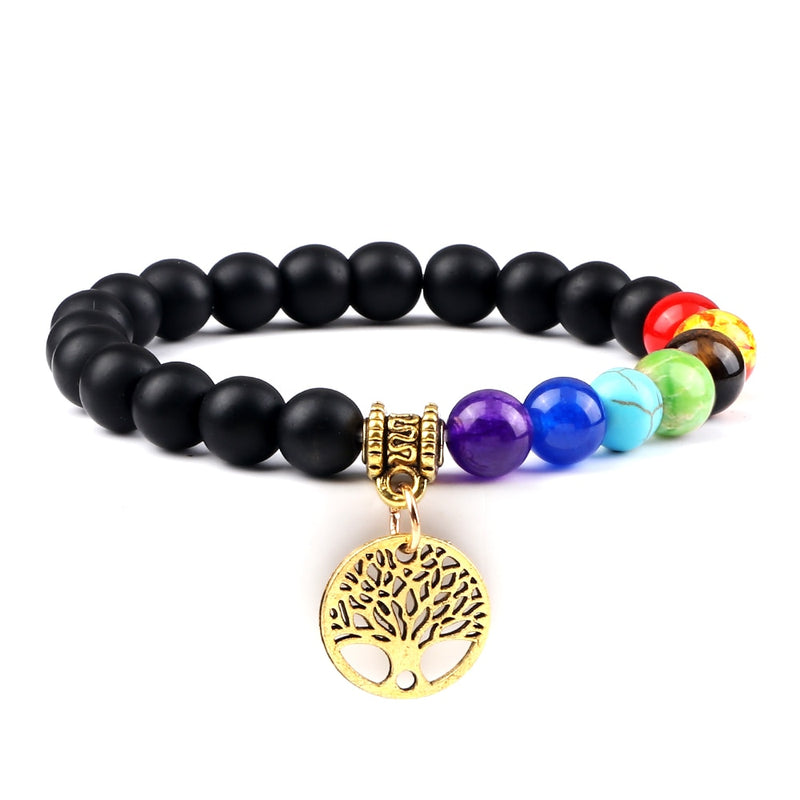 Pulseiras de pedra natural - 7 chakras - árvore da vida Caru Store