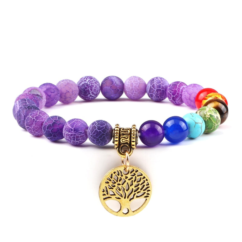 Pulseiras de pedra natural - 7 chakras - árvore da vida Caru Store