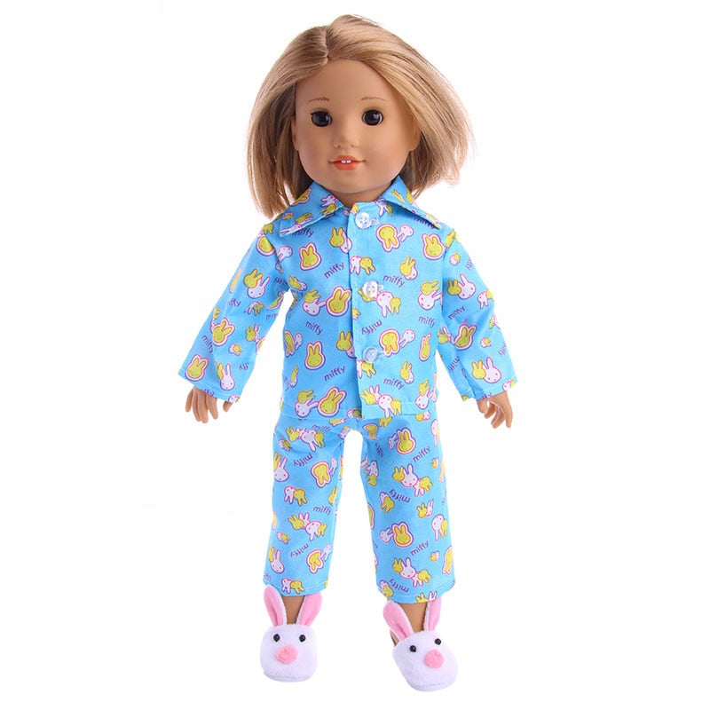 Pijama de boneca com estampa fofa - para bonecas tipo American Girl Caru Store