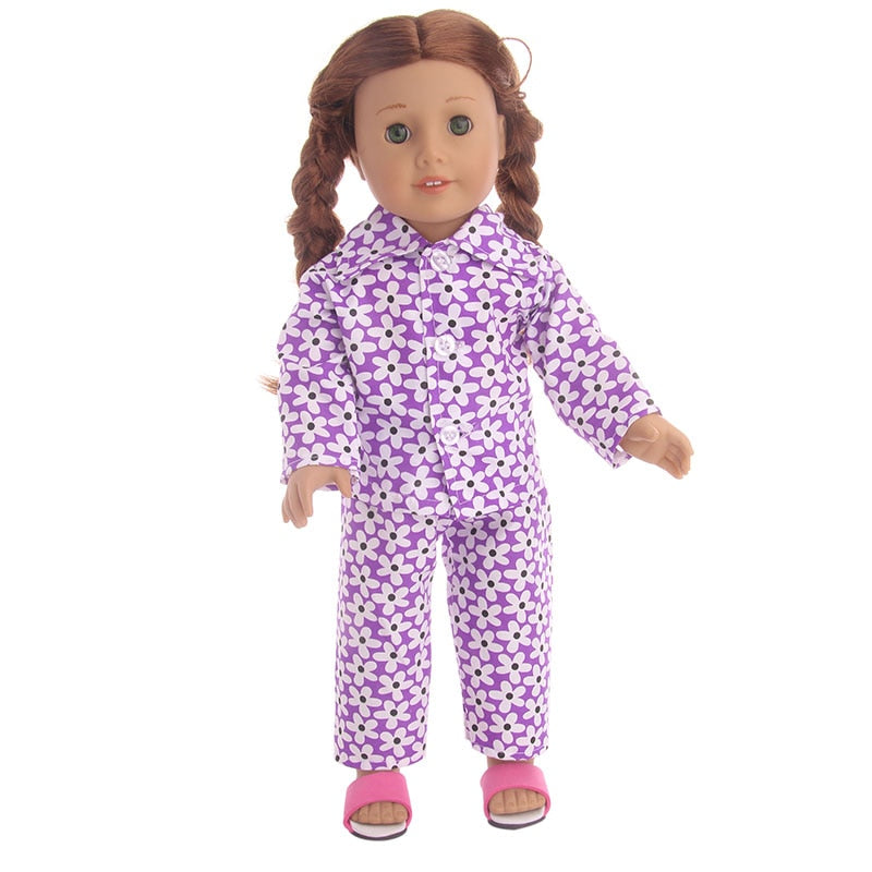 Pijama de boneca com estampa fofa - para bonecas tipo American Girl Caru Store