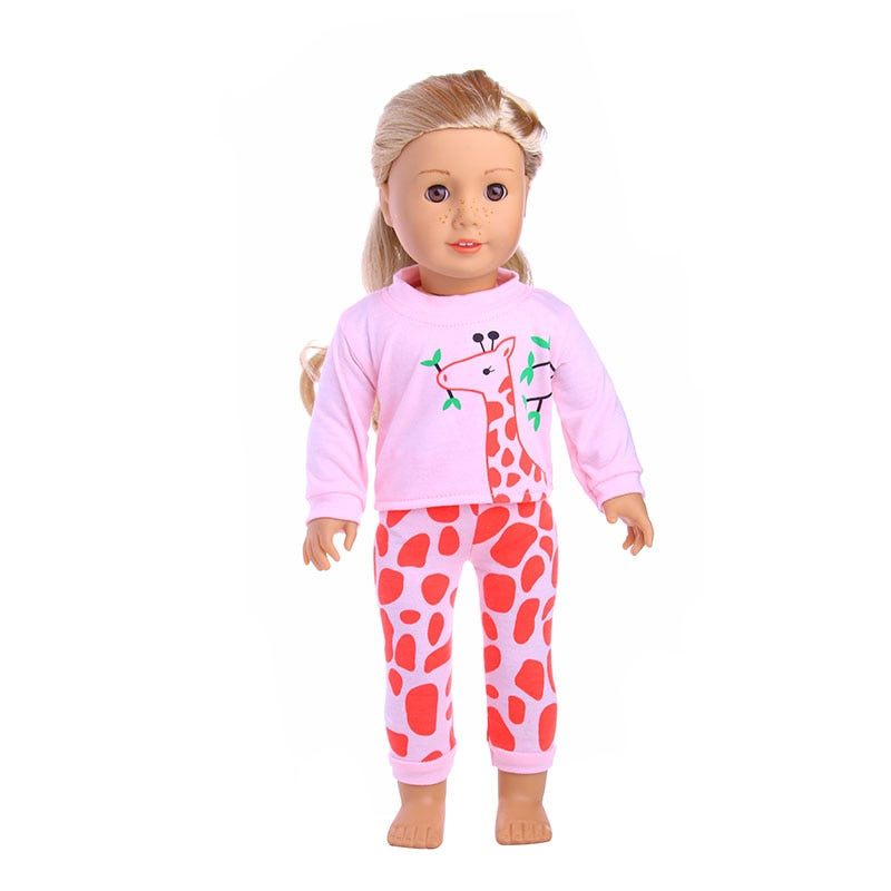 Pijama de boneca com estampa fofa - para bonecas tipo American Girl Caru Store