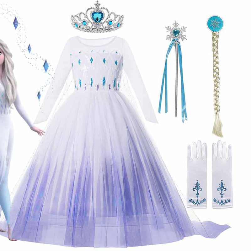 Fantasia 2022 Disney Frozen 2 Vestido Elsa para meninas -  vestido de baile branco Caru Store