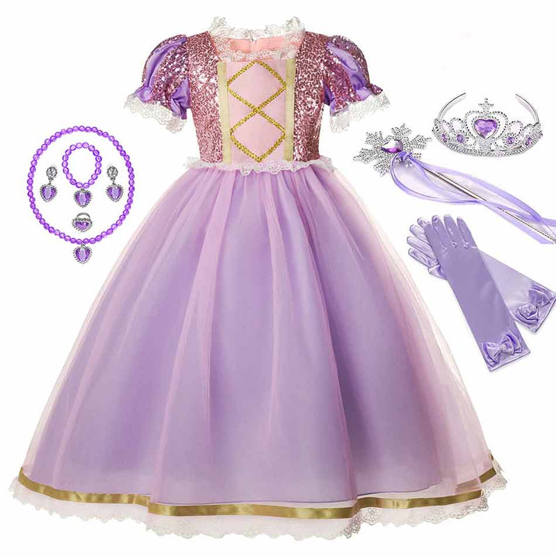 Fantasia Vestido da Rapunzel - 2 a 10 anos Caru Store