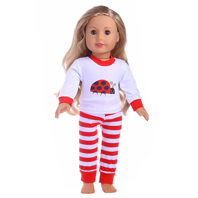 Pijama de boneca com estampa fofa - para bonecas tipo American Girl Caru Store