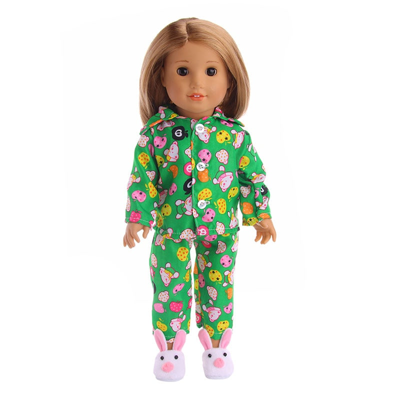Pijama de boneca com estampa fofa - para bonecas tipo American Girl Caru Store