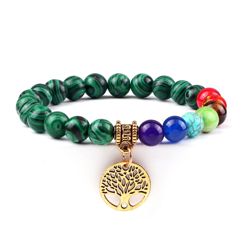 Pulseiras de pedra natural - 7 chakras - árvore da vida Caru Store