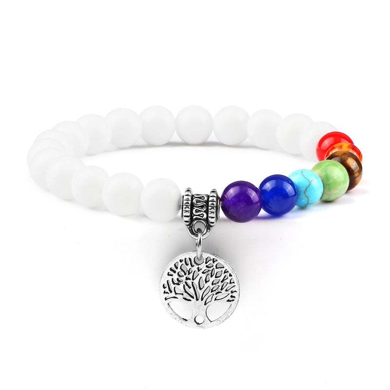 Pulseiras de pedra natural - 7 chakras - árvore da vida Caru Store