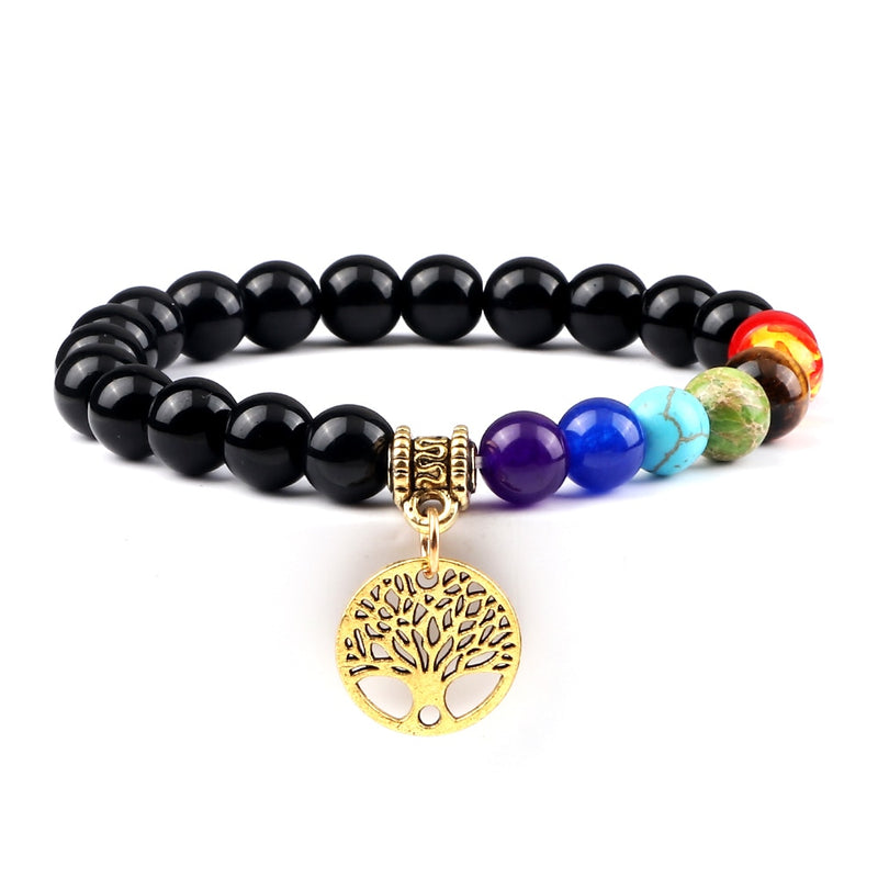 Pulseiras de pedra natural - 7 chakras - árvore da vida Caru Store