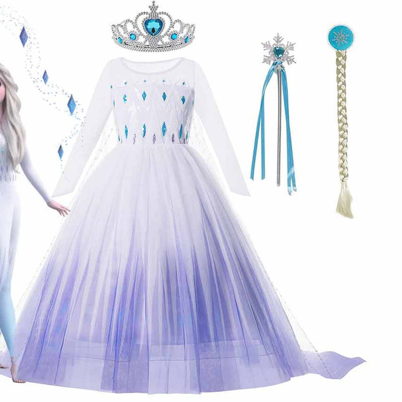 Fantasia 2022 Disney Frozen 2 Vestido Elsa para meninas -  vestido de baile branco Caru Store