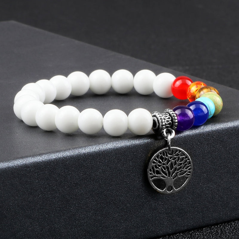 Pulseiras de pedra natural - 7 chakras - árvore da vida Caru Store