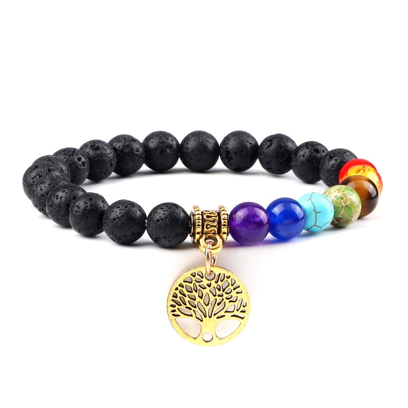 Pulseiras de pedra natural - 7 chakras - árvore da vida Caru Store